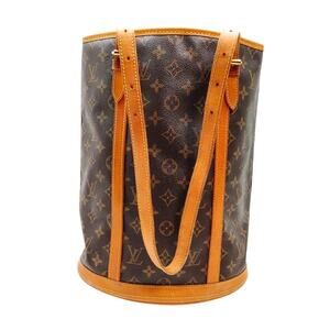 Louis Vuitton Monogram Brown and Tan GM Bucket Shoulder Bag